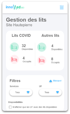 Interface Gestion des lits MedBed360